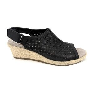 Earth Origins Sandals Womens Size 10 Black Leather Slingback Espadrille